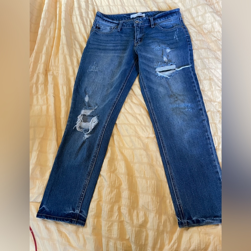 KanCan size 5/26 ankle‎ cropped jeans distressed! Worn once EUC!